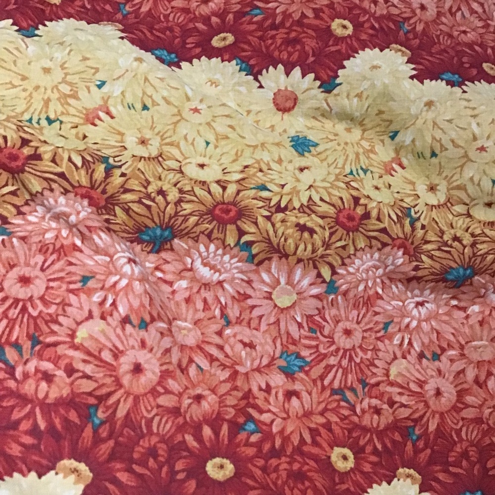 VTG Floral Fabric Packed Yellow Yellow Brown Maroon Cotton 44" x 36" Crafts